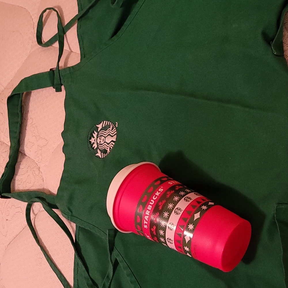 Starbucks Green Apron w/ 2020 holiday cup